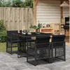 Image de vidaXL Ensemble à manger de jardin coussins 5pcs noir résine tressée 3210715