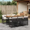 Image de vidaXL Ensemble à manger de jardin coussins 7 pcs noir résine tressée 3210735