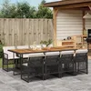 Image de vidaXL Ensemble à manger de jardin 9pcs coussins noir résine tressée 3210747