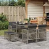Image de vidaXL Ensemble à manger de jardin 9 pcs coussins gris résine tressée 3210776