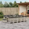 Image de vidaXL Ensemble à manger de jardin et coussins 15 pcs gris clair rotin ensemble à manger dextérieur meuble à manger 3210815