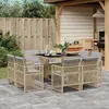 Image de vidaXL Ensemble à manger de jardin et coussins 9 pcs mélange beige ensemble de salle à manger dextérieur meuble de salle 3210840