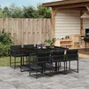 Image de vidaXL Ensemble à manger de jardin coussins 7pcs Noir Résine tressée 3211447