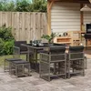 Image de vidaXL Ensemble à manger de jardin 9 pcs avec coussins Gris 3211676