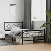 Image de vidaXL Cadre de Lit Métal avec Tête de Lit Pied de Lit Lit Simple avec Sommier à Lattes Lit Adulte avec Pied Chambre 376240