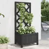 Image de vidaXL Jardinière avec Treillis Lit Surélevé Bac à Fleurs Pot de Plantes Boîte à Fleurs Jardin Patio Terrasse Noir Bois 365475