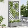Image de vidaXL Bac à Fleurs avec Treillis 90x35x180 cm Sapin Massif Gris Jardinière surélevée pour Intérieur et Extérieur Balcon 365480