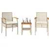 Image de vidaXL Ensemble de Bistro 3 pcs Coussins Chaises et Table de Patio Meubles de Terrasse Arrière-cour Extérieur Beige 366261