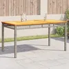 Image de vidaXL Table de Jardin Table à Manger Table de Repas Meuble de Patio Terrasse Arrière-cour Extérieur Gris Résine Tressée 366277