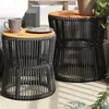 Image de vidaXL Tables dAppoint de Jardin Dessus en Bois 2 pcs Tables Basses Meubles de Terrasse Patio Extérieur Moderne Noir 366291