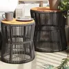 Image de vidaXL Tables dAppoint de Jardin Dessus en Bois 2 pcs Tables Basses Meubles de Terrasse Patio Extérieur Moderne Gris 366292