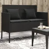 Image de vidaXL Banc de Jardin avec Coussins Siège de Patio Chaise de Terrasse Meuble de Parc Arrière-cour Balcon Extérieur Noir 365771
