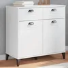 Image de vidaXL Buffet Armoire Latérale avec Tiroirs et Portes Meuble de Rangement Chambre à Coucher Salon Industriel Blanc Bois 374935