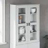 Image de vidaXL Dessus pour Buffet Armoire avec Étagères et Portes Vitrées Meuble de Rangement Salon Chambre Industriel Blanc 374941