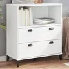 Image de vidaXL Bibliothèque Armoire à Livres avec Tiroirs et Compartiment Meuble de Rangement Salon Chambre Industiel Blanc Bois 374944