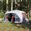 Image de vidaXL Tente Familiale avec LED 10 Personnes Tente dOmbrage avec Sac Auvent Portable avec Parois Latérales Jardin Gris 94303