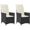 Image de vidaXL Chaises inclinables de jardin lot de 2 et coussins noir rotin fauteuil de jardin inclinable fauteuil inclinable de 365645