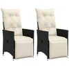 Image de vidaXL Chaises inclinables de jardin lot de 2 et coussins noir rotin fauteuil de jardin inclinable fauteuil inclinable de 365666