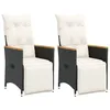 Image de vidaXL Chaises inclinables de jardin lot de 2 et coussins noir rotin fauteuil de jardin inclinable fauteuil inclinable de 365671