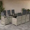 Image de vidaXL Ensemble à Manger de Jardin avec Coussins 9 pcs Chaises et Table de Patio Meubles de Terrasse Moderne Gris Clair 3212499