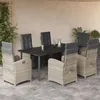 Image de vidaXL Ensemble à Manger de Jardin avec Coussins 7 pcs Table et Chaises avec Dossier et Repose-pied Réglables 3212610