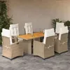 Image de vidaXL Ensemble à manger de jardin et coussins 7 pcs beige poly rotin 3212940