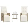 Image de vidaXL Chaises inclinables de jardin lot de 2 avec table beige rotin chaise de jardin fauteuil chaise inclinable siège 365708