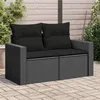Image de vidaXL Canapé de Jardin avec Coussins 2 Places Siège avec Dossier et Accoudoir Meuble de Patio Terrasse Extérieur Noir 365971