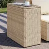 Image de vidaXL Table dappoint de jardin avec dessus en verre beige rotin 366071