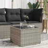 Image de vidaXL Table de Jardin Dessus en Verre Table à Manger Table de Repas Meuble de Patio Cour Terrasse Extérieur Gris Résine 366120