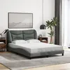 Image de vidaXL Cadre de lit sans matelas Hvar gris foncé 140x190 cm tissu 3207766