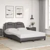 Image de vidaXL Cadre de Lit Viana sans Matelas Lit Rembourré avec Coussin Lit Double Lit Adulte Chambre Moderne Gris 140x190 cm