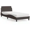 Image de vidaXL Lit avec matelas marron foncé 90x200 cm tissu meuble de chambre à coucher lit simple cadre de lit incurvé 3208327