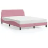 Image de vidaXL Lit avec matelas rose 140x190 cm velours 3208396