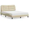 Image de vidaXL Lit avec matelas crème 140x190 cm tissu meuble de chambre à coucher lit double cadre de lit incurvé sommier lit 3208532