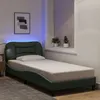 Image de vidaXL Cadre de lit avec LED sans matelas Hvar gris foncé 90x190 cm tissu 3213670