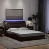 Image de vidaXL Cadre de Lit avec Lumières LED Lit Double avec Coussin de Tête de Lit Lit Adulte Meuble de Chambre Moderne 3213700