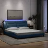 Image de vidaXL Cadre de Lit avec Lumières LED Lit Double avec Coussin de Tête de Lit Lit Adulte Meuble de Chambre Moderne Bleu 3213724