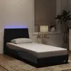 Image de vidaXL Cadre de lit avec LED sans matelas Hanko noir 90x200 cm velours 3213759