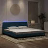 Image de vidaXL Cadre de lit avec LED sans matelas Hanko bleu 200x200 cm velours 3213803