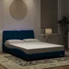 Image de vidaXL Cadre de lit avec LED sans matelas bleu 140x190 cm velours 3213853