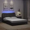 Image de vidaXL Cadre de lit avec LED sans matelas Hvar gris 140x200 cm 3213937