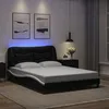 Image de vidaXL Cadre de lit avec LED sans matelas Hvar noir et blanc 140x200 cm 3213939