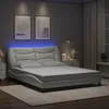 Image de vidaXL Cadre de Lit avec Lumières LED Lit Rembourré Lit Double Lit Adulte de Chambre à Coucher Intérieur Moderne Blanc 3213942