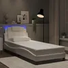 Image de vidaXL Cadre de Lit avec Lumières LED Lit Rembourré avec Coussin Lit Simple Lit Adulte Chambre Moderne Blanc 80x200 cm 3213981