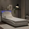 Image de vidaXL Cadre de Lit avec Lumières LED Lit Rembourré avec Coussin Lit Simple Lit Adulte Chambre Moderne Blanc 90x190 cm 3213988