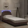 Image de vidaXL Cadre de Lit avec Lumières LED Lit Rembourré avec Coussin Lit Simple Lit Adulte Chambre Moderne Marron 90x200 cm