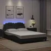 Image de vidaXL Cadre de Lit avec Lumières LED Lit Rembourré avec Coussin Lit Double Lit Adulte Chambre Moderne Noir 140x190 cm 3214015