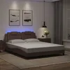 Image de vidaXL Cadre de Lit avec Lumières LED Lit Rembourré avec Coussin Lit Double Lit Adulte Chambre Moderne Marron 160x200 3214031
