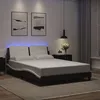 Image de vidaXL Cadre de lit avec lumières LED noir blanc 140x190 cm similicuir lit sommier lit en similicuir meuble de chambre à
